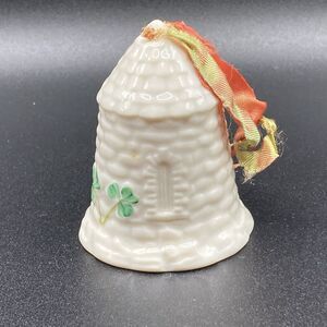 Belleek Pottery Ireland Shamrock Decorated Round Tower Christmas Ornament